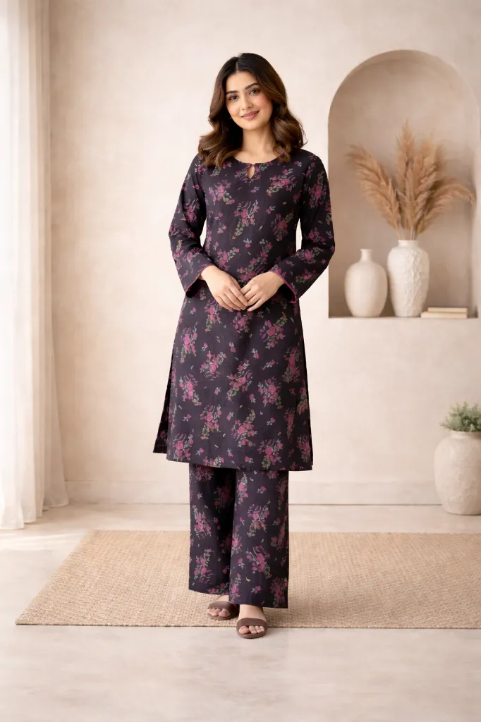 Smiling in a black floral kurta.webp